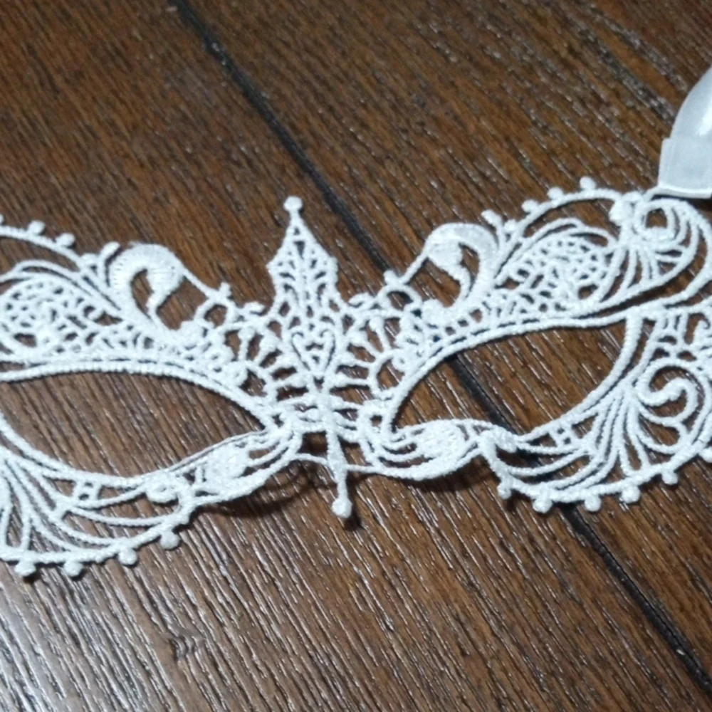 2/$16 Elegant White Lace Eye Mask with Ribbons